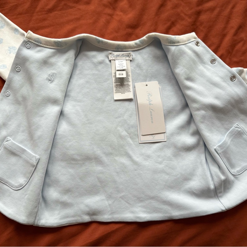 Ralph Lauren Soft white and Blue Infant convertible Jacket